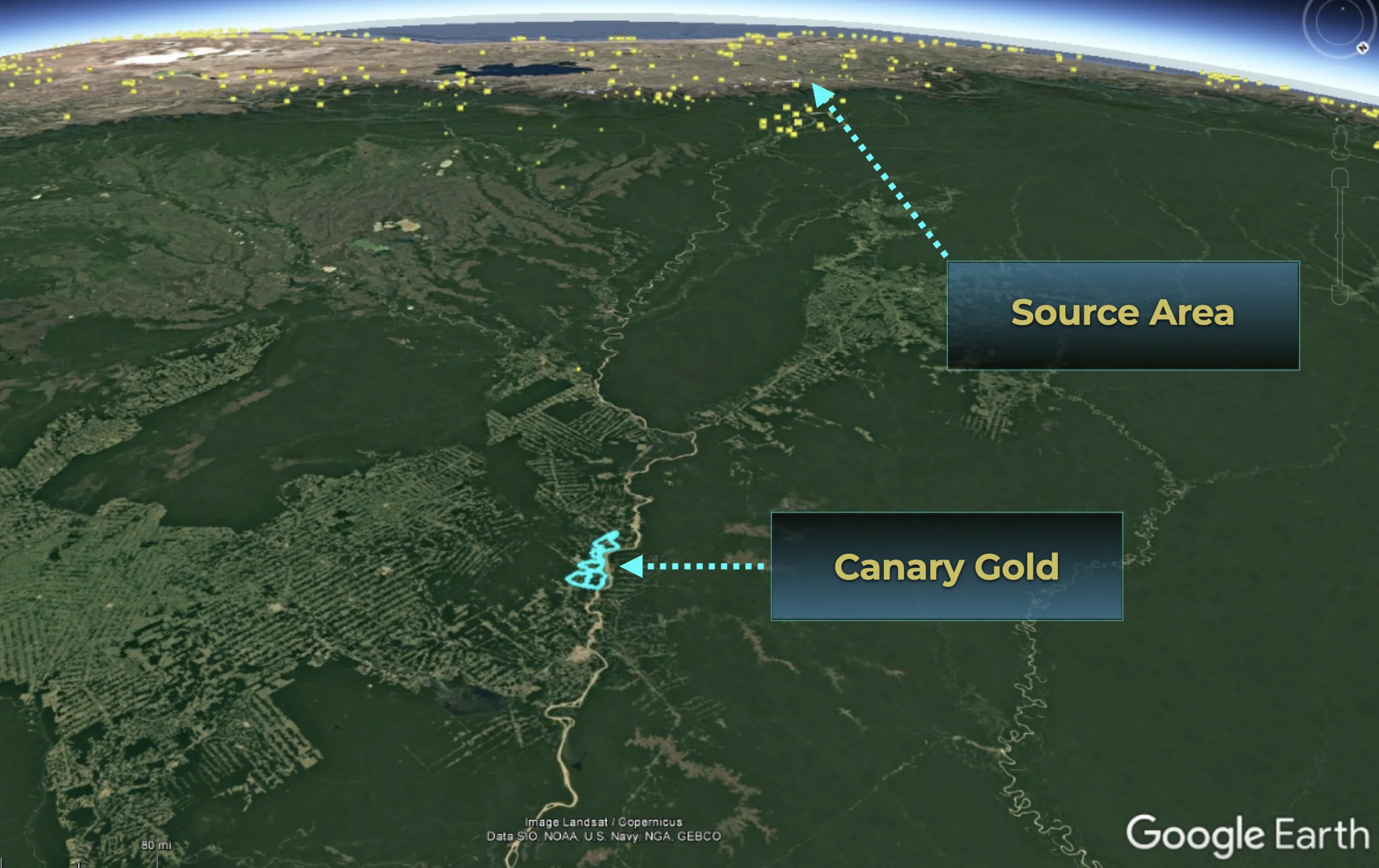 Project context: source area to Canary Gold