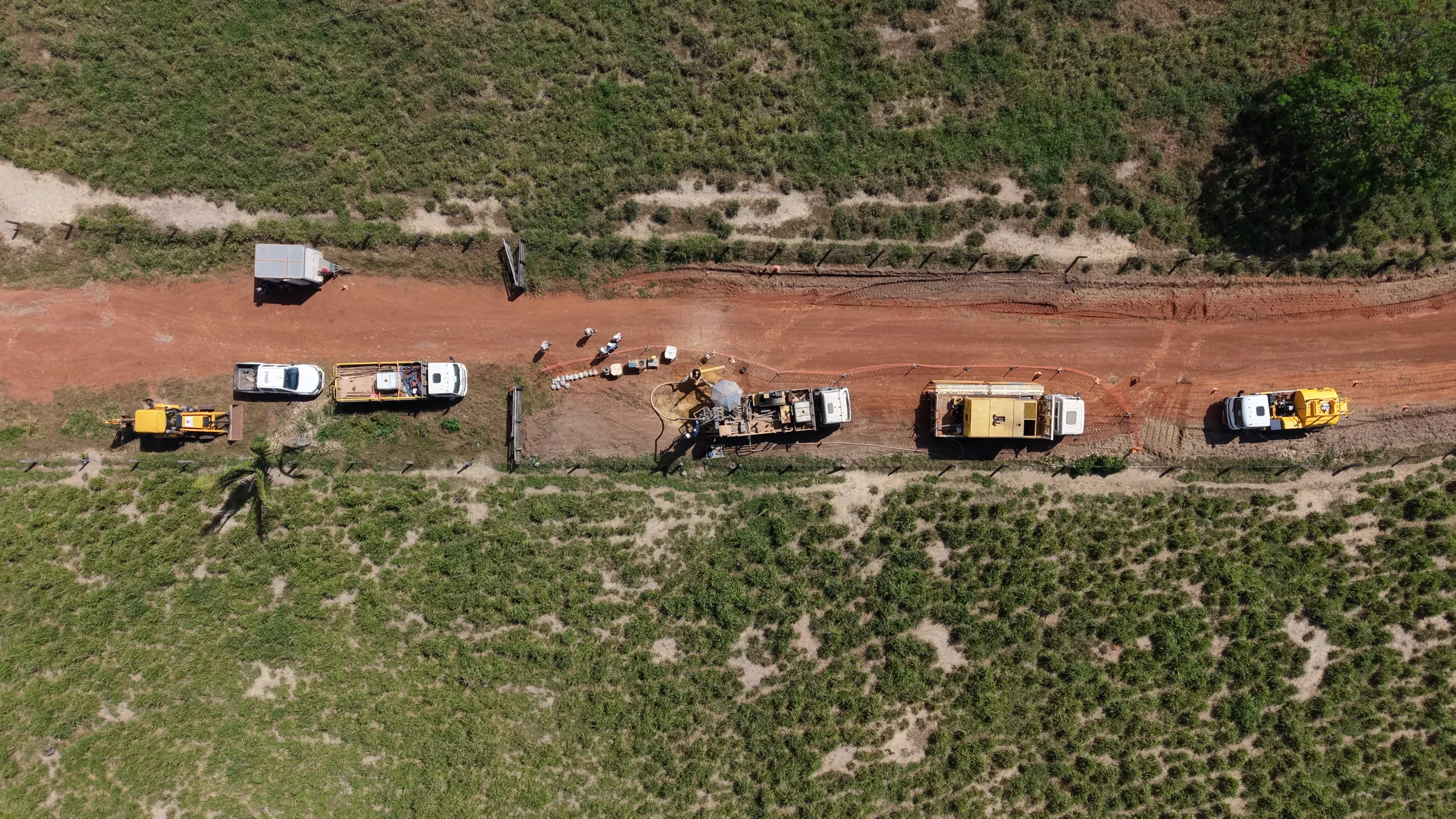 Aerial view of active field execution at the Madeira River Project