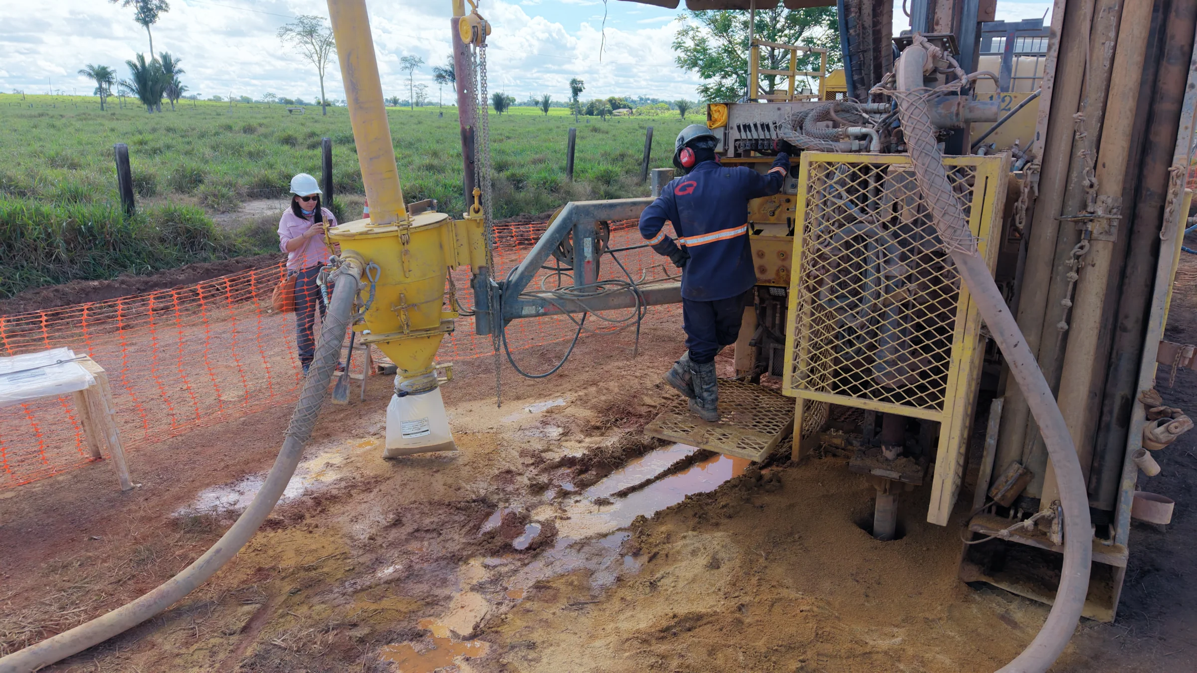 Drilling equipment and crew at the Madeira River Project