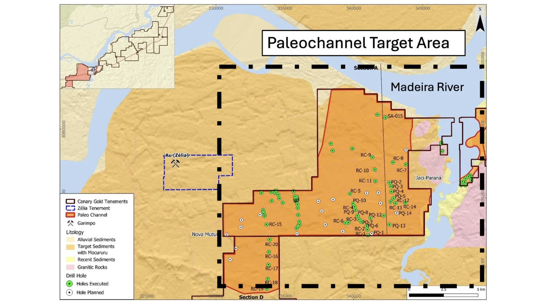 Canary Gold Intersects Large-Scale Paleochannel System and Engages Specialist Alluvial Gold Consultant at Madeira River Project